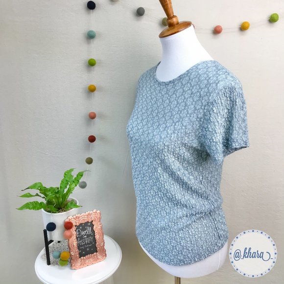 Clio Textured Career Top in Light Blue - Petite Medium - Picture 6 of 16